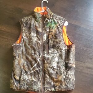 Camo Hunting Vest with Orange Lining
